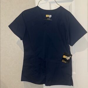 Dark Blue Scrub Top with Pockets